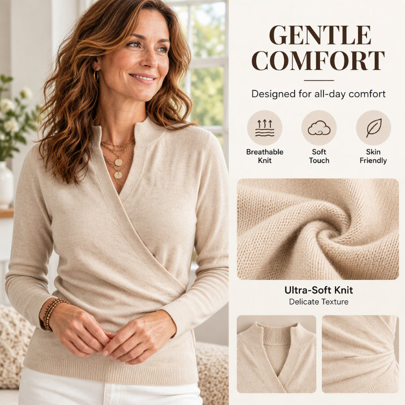 Women's Elegant V-Neck Wrap Knit Top