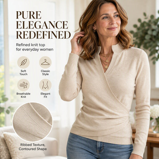 Women's Elegant V-Neck Wrap Knit Top