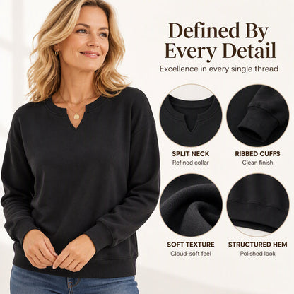 💖Black Friday Mega Deal – 50% off!💖 Women's Casual Split V-Neck Sweatshirt