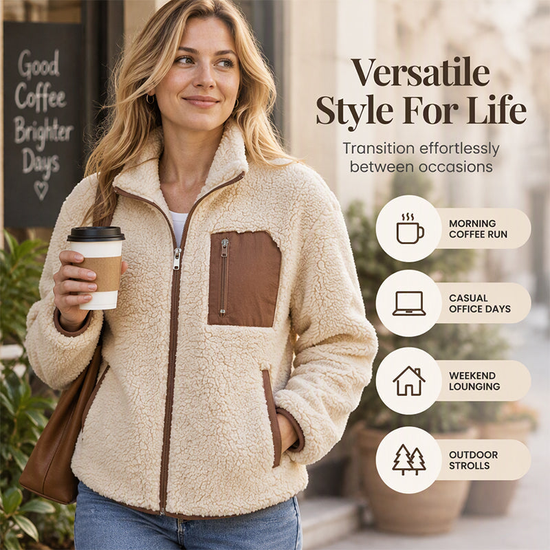 Women's Winter Sherpa Plush Full-Zip Jacket