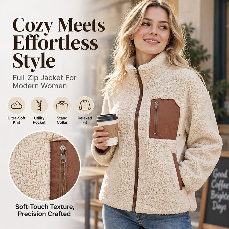Women's Winter Sherpa Plush Full-Zip Jacket