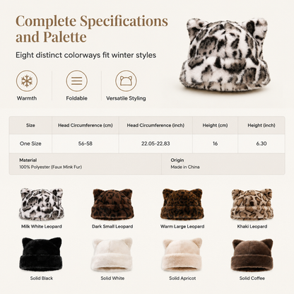 Women Fluffy Faux Mink Fur Beanie Hat with Cute Bear Ears Warm Winter Cold Weather Pullover Cap
