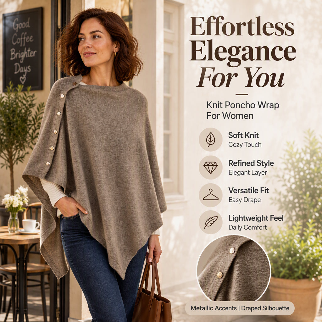 Women's Soft Knit Poncho Shawl