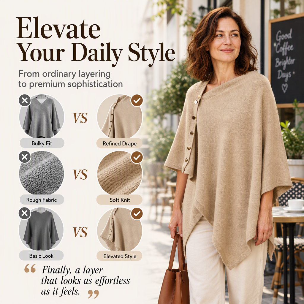 Women's Soft Knit Poncho Shawl