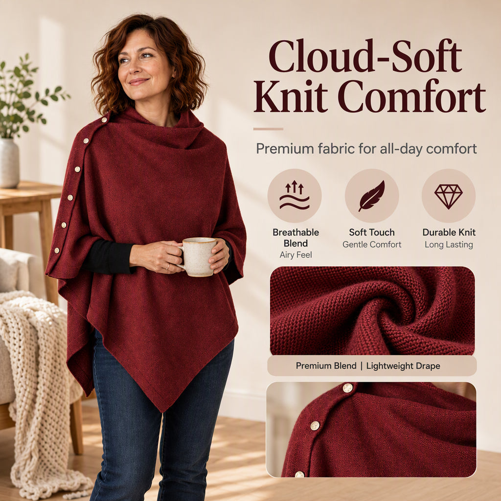 Women's Soft Knit Poncho Shawl