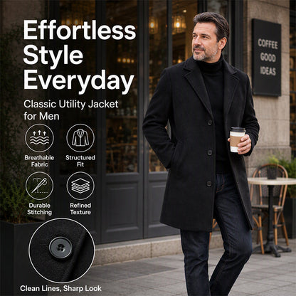 Men's Classic Mid-Length Single-Breasted Coat