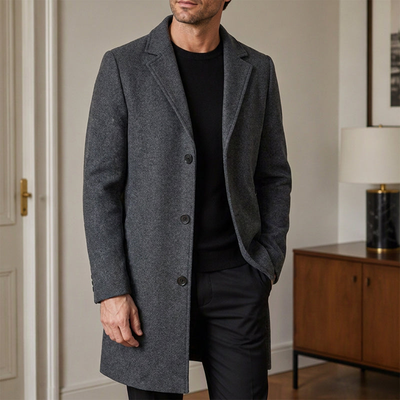 Men's Classic Mid-Length Single-Breasted Coat
