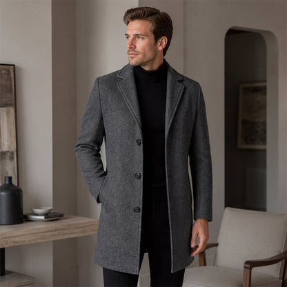 Men's Classic Mid-Length Single-Breasted Coat