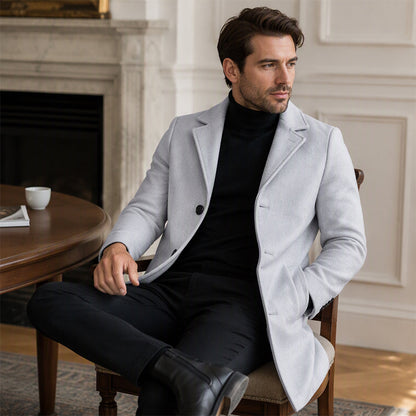 Men's Classic Mid-Length Single-Breasted Coat
