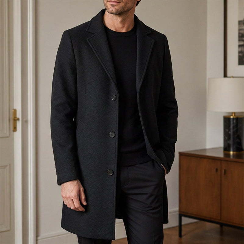 Men's Classic Mid-Length Single-Breasted Coat