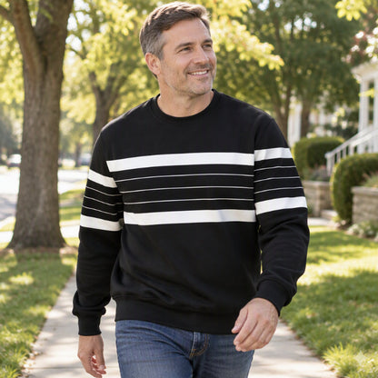 Men's Casual Crewneck Striped Sweatshirt