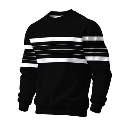 Men's Casual Crewneck Striped Sweatshirt