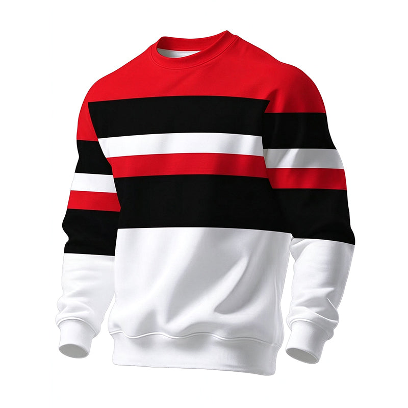 Men's Casual Crewneck Striped Sweatshirt