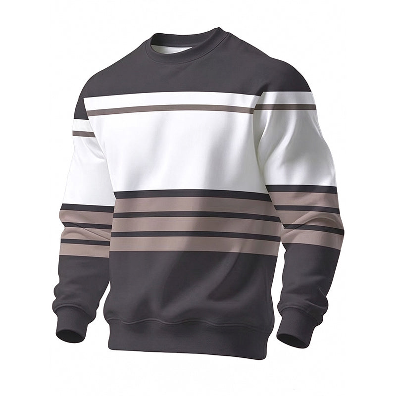 Men's Casual Crewneck Striped Sweatshirt