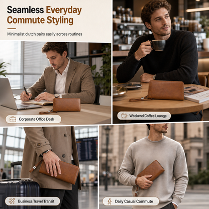 ✈️✨Structured Everyday Clutch Wallet – Rigid Zip, Flat Banknotes, Multi-Compartment, Scratch-Resistant 💳