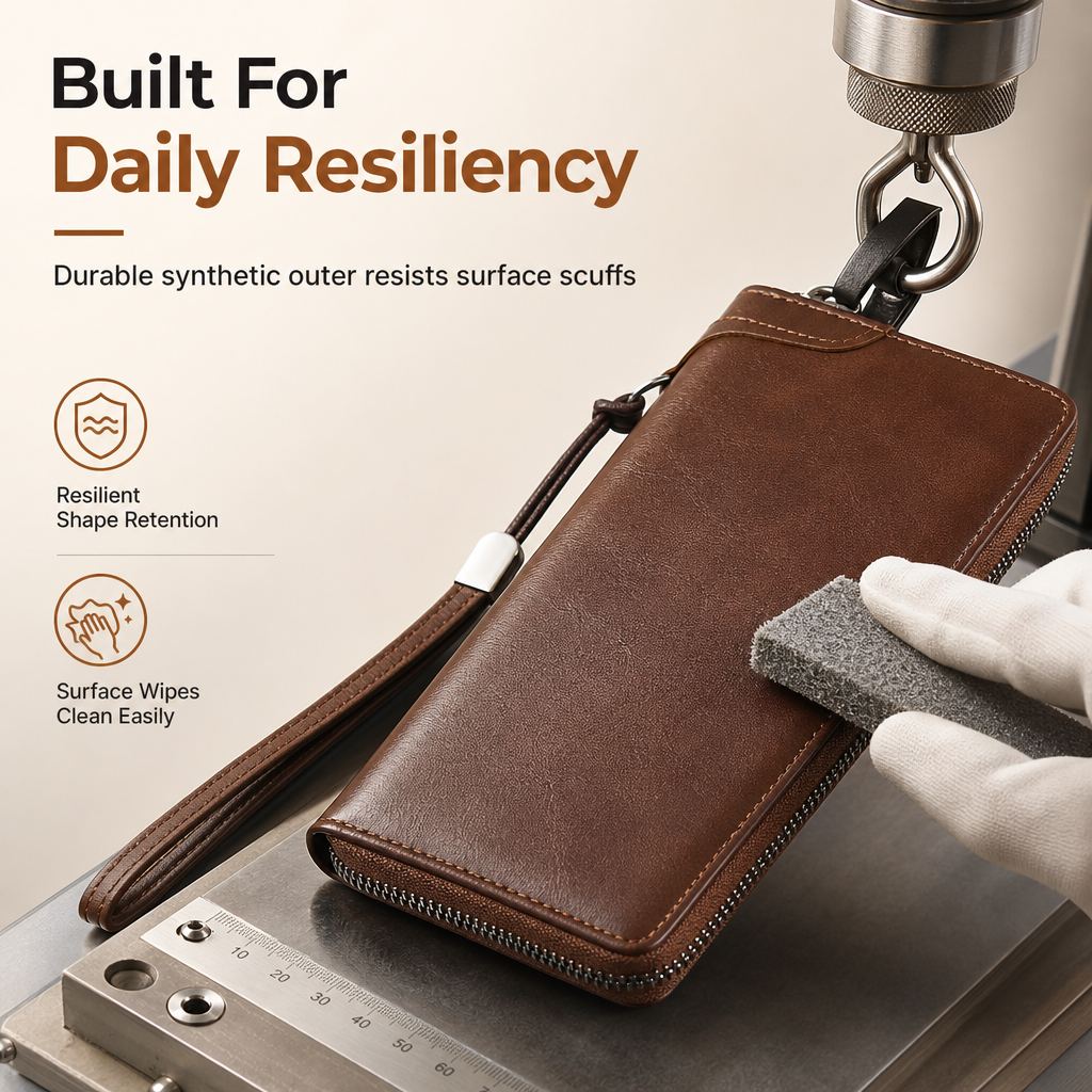 ✈️✨Structured Everyday Clutch Wallet – Rigid Zip, Flat Banknotes, Multi-Compartment, Scratch-Resistant 💳