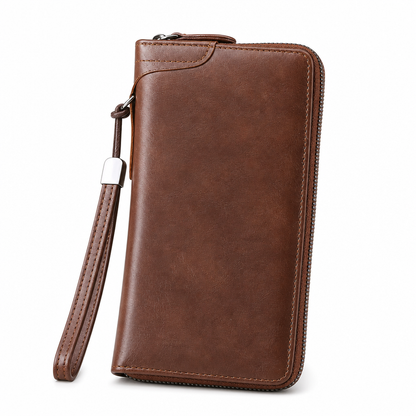✈️✨Structured Everyday Clutch Wallet – Rigid Zip, Flat Banknotes, Multi-Compartment, Scratch-Resistant 💳