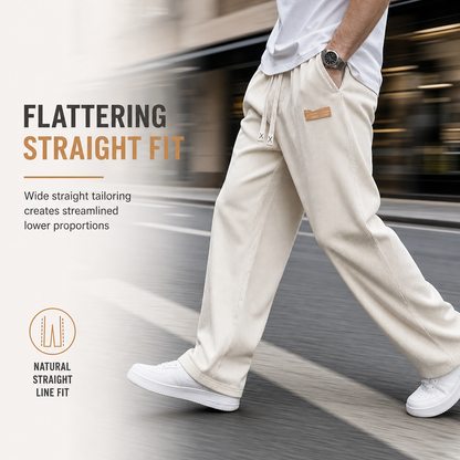 Men's Lightweight Corduroy Casual Pants Loose Fit Straight Leg Trousers