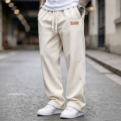 Men's Lightweight Corduroy Casual Pants Loose Fit Straight Leg Trousers