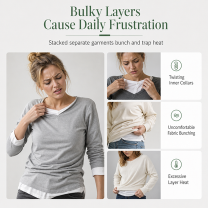 Faux Two Piece Layered Knit Sweater Casual Pullover Top