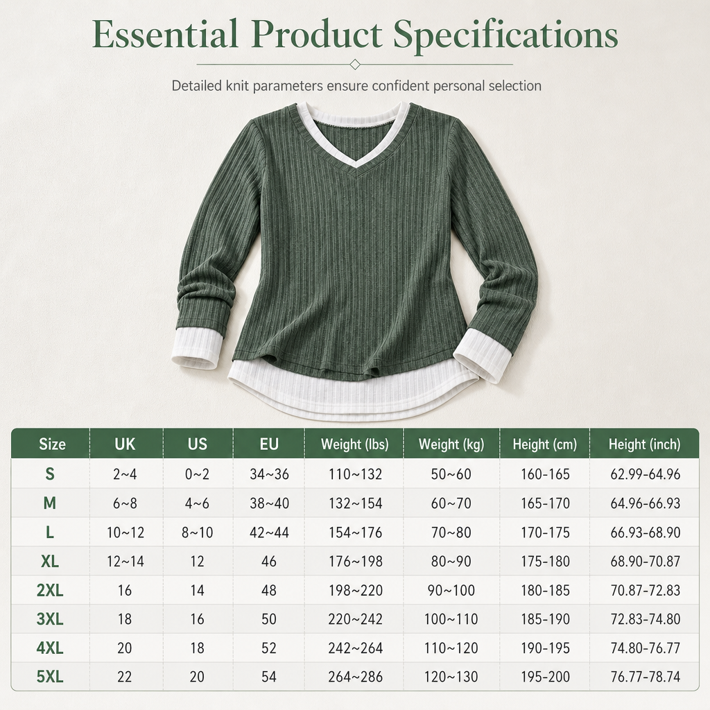 Faux Two Piece Layered Knit Sweater Casual Pullover Top