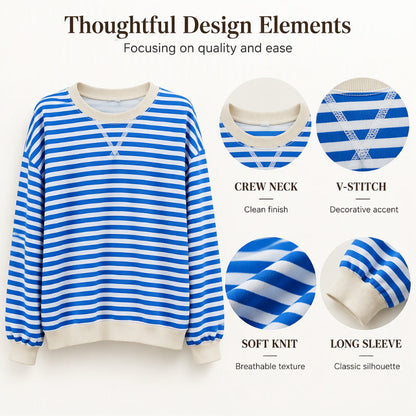 Women's Oversized Striped Long Sleeve Top