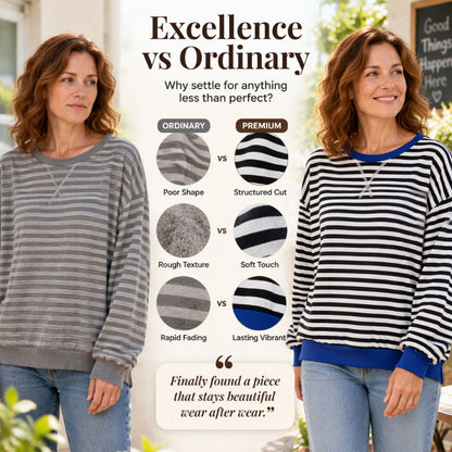 Women's Oversized Striped Long Sleeve Top