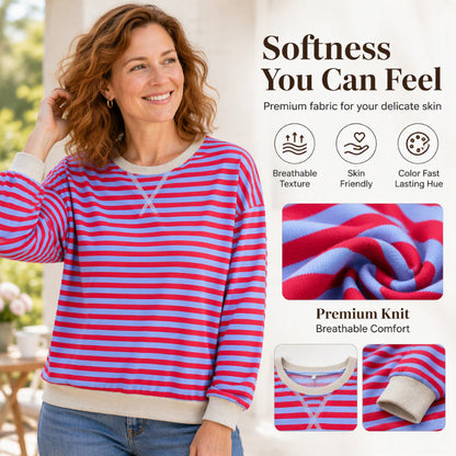Women's Oversized Striped Long Sleeve Top