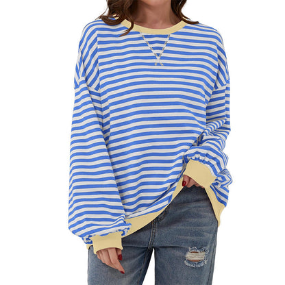 Women's Oversized Striped Long Sleeve Top