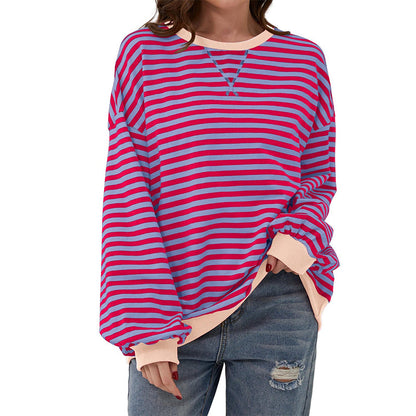 Women's Oversized Striped Long Sleeve Top