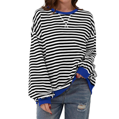 Women's Oversized Striped Long Sleeve Top