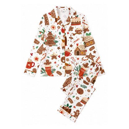 Women's Christmas Long Sleeve Notch Collar Pajama Set