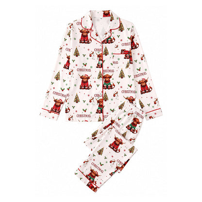Women's Christmas Long Sleeve Notch Collar Pajama Set