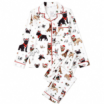 Women's Christmas Long Sleeve Notch Collar Pajama Set