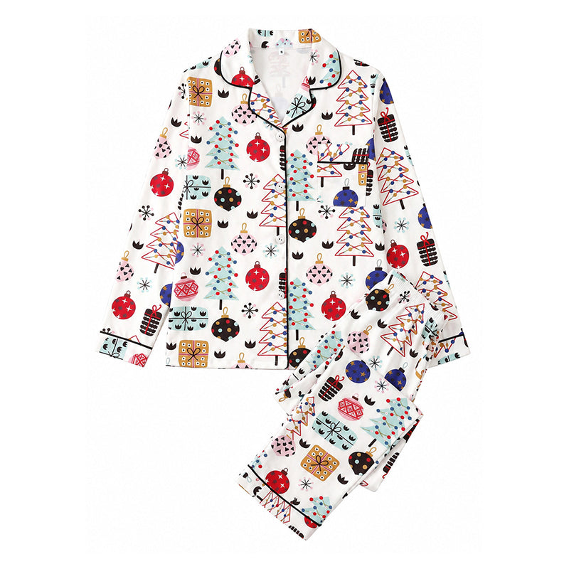 Women's Christmas Long Sleeve Notch Collar Pajama Set