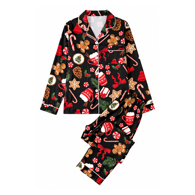 Women's Christmas Long Sleeve Notch Collar Pajama Set
