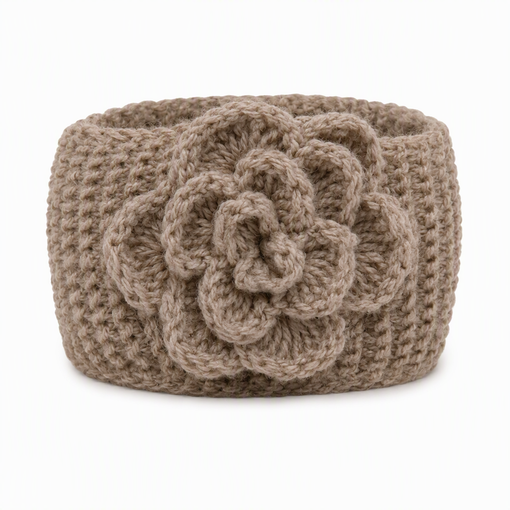 Women Winter Warm Knitted Ear Warmer Headband Wide Floral Hair Accessory