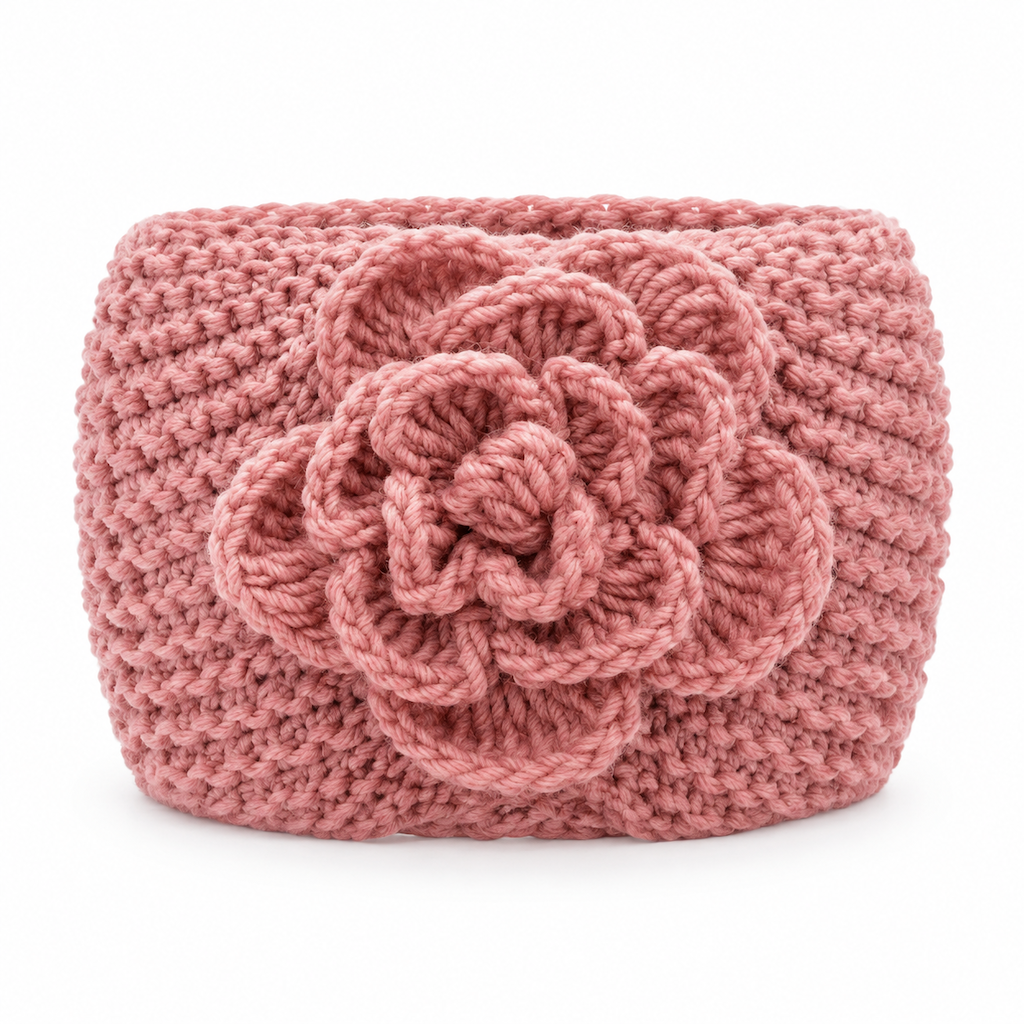 Women Winter Warm Knitted Ear Warmer Headband Wide Floral Hair Accessory