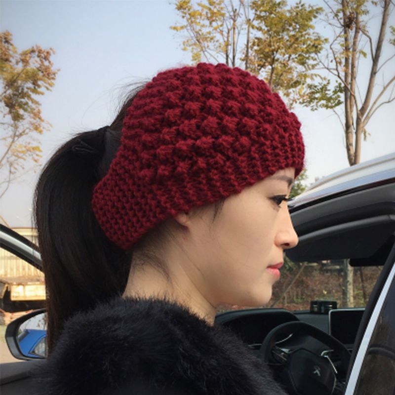 Women Winter Warm Knitted Ear Warmer Headband Wide Floral Hair Accessory