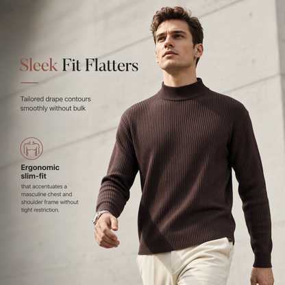 Men's Mock Neck Solid Color Knit Sweater