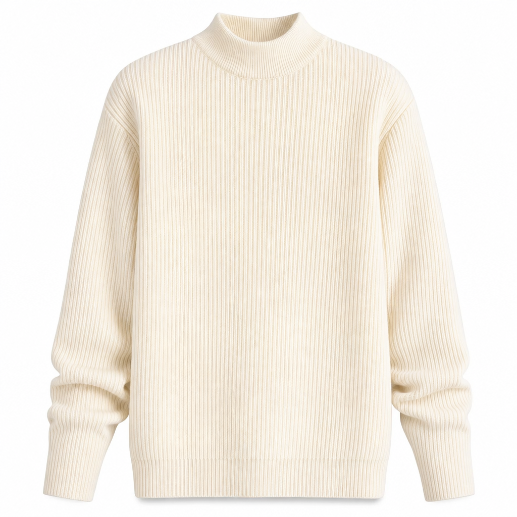 Men's Mock Neck Solid Color Knit Sweater