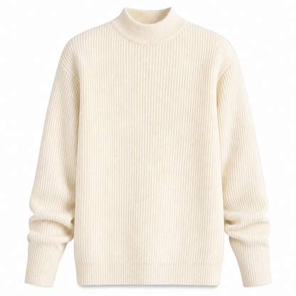 Men's Mock Neck Solid Color Knit Sweater
