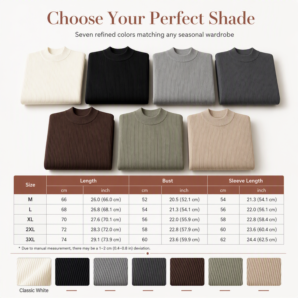 Men's Mock Neck Solid Color Knit Sweater