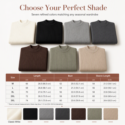 Men's Mock Neck Solid Color Knit Sweater