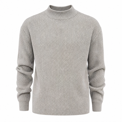 Men's Mock Neck Solid Color Knit Sweater