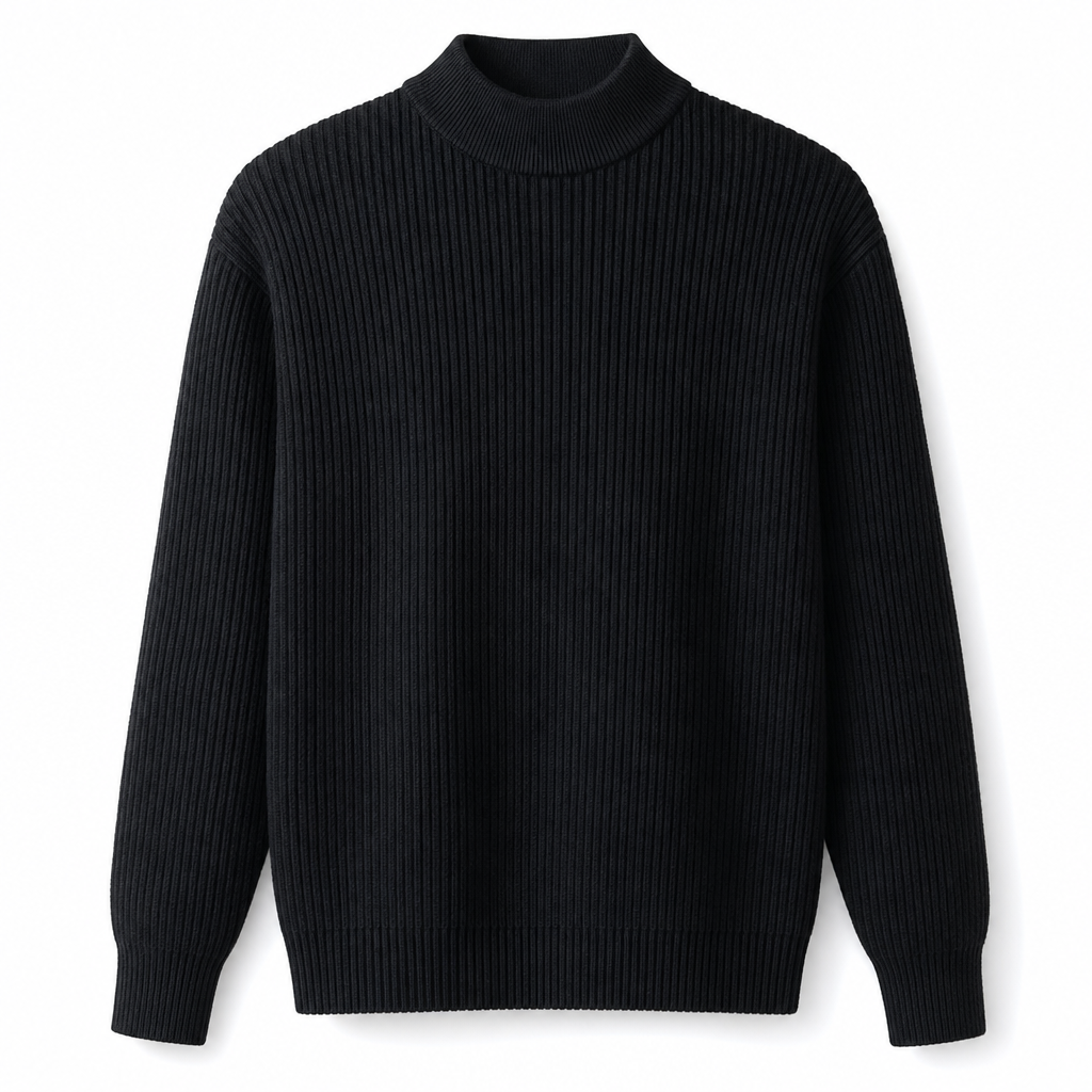 Men's Mock Neck Solid Color Knit Sweater