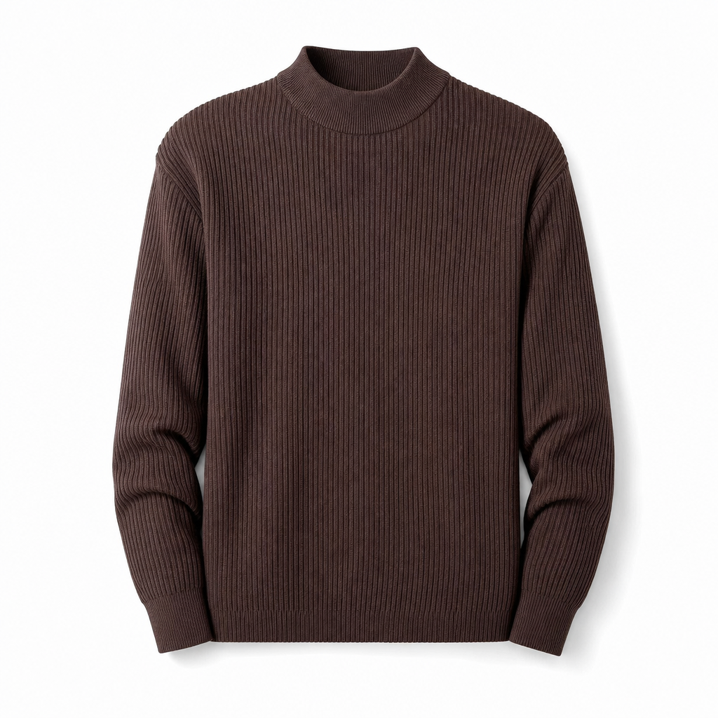 Men's Mock Neck Solid Color Knit Sweater
