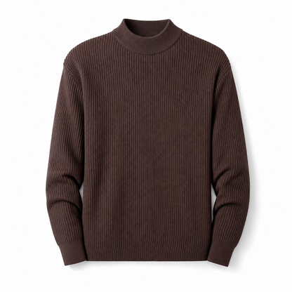 Men's Mock Neck Solid Color Knit Sweater