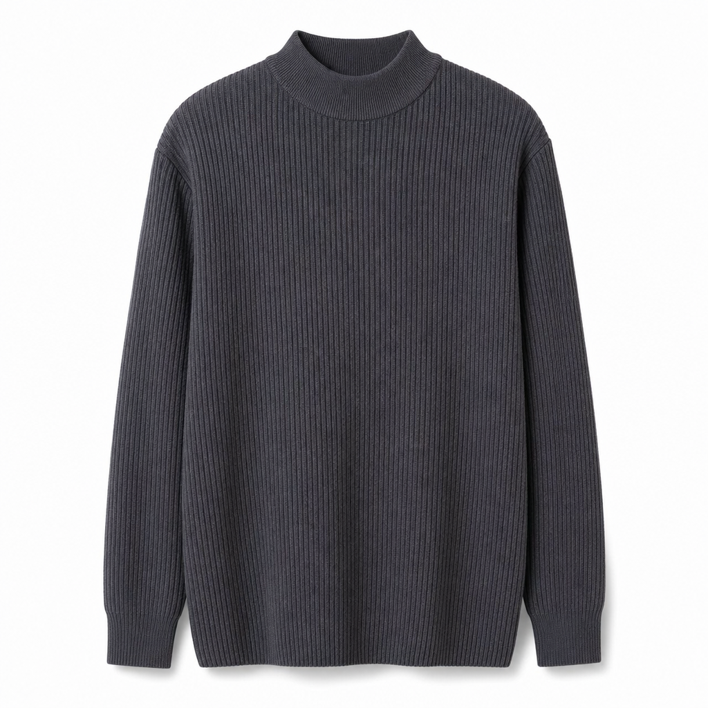 Men's Mock Neck Solid Color Knit Sweater