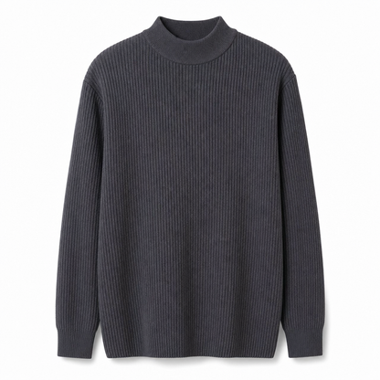 Men's Mock Neck Solid Color Knit Sweater